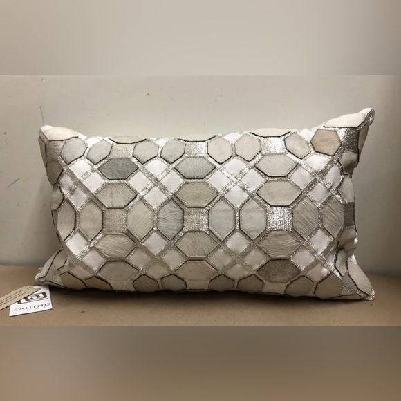 Callisto Accents Callisto Home White Calf Hair Silver Embroidered